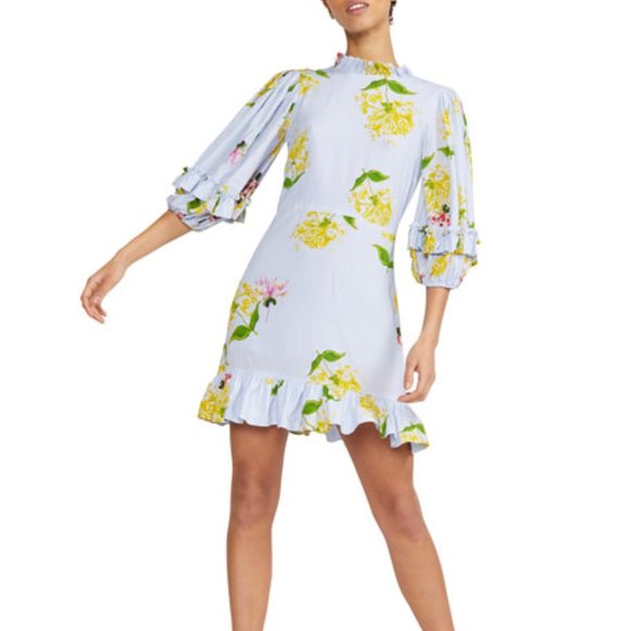 Cynthia Rowley Tayla Floral Mini Ruffle Dress 4 - Picture 1 of 16
